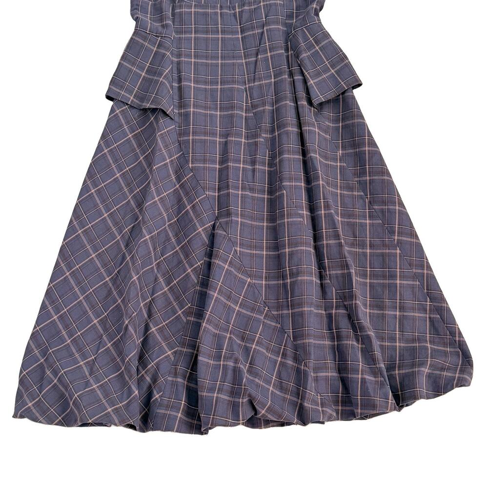 BCBG Max Azaria Womens Plaid Smocked Back Dress Academia Lined 6 Preppy - Picture 3 of 12